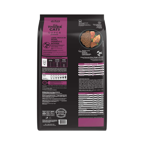 Ração Three Cats Super Premium Salmão e Frango Gatos Adultos